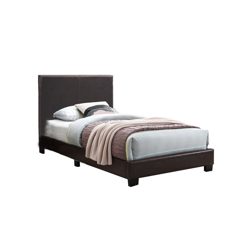 Dark Brown Faux Leather Upholstered Queen Bed with Tufted Headboard