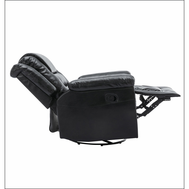 360°Swivel and Rocking Home Theatre Recliner Manual Recliner Chair with Wide Armrest, Black