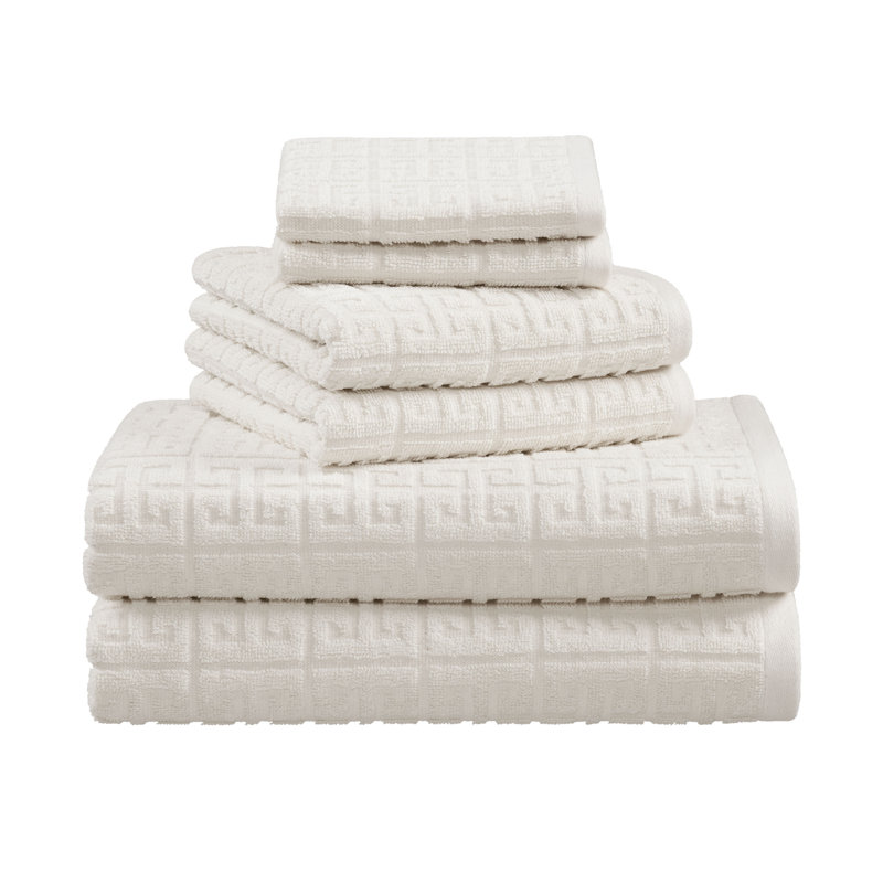 Martex Arcadia Gaea 6 Piece Towel Set, Ivory Geometric
