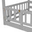 Lit superposé Montessori pour deux personnes avec glissade, escalier de rangement, éclairage DEL et tablette de chevet amovible, gris-2055595983-2055595980
