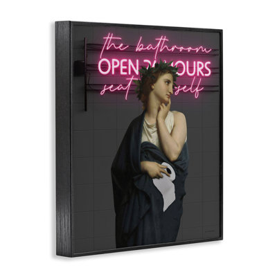Classical Lady at Bathroom Framed Giclee, design by Seven Trees Design