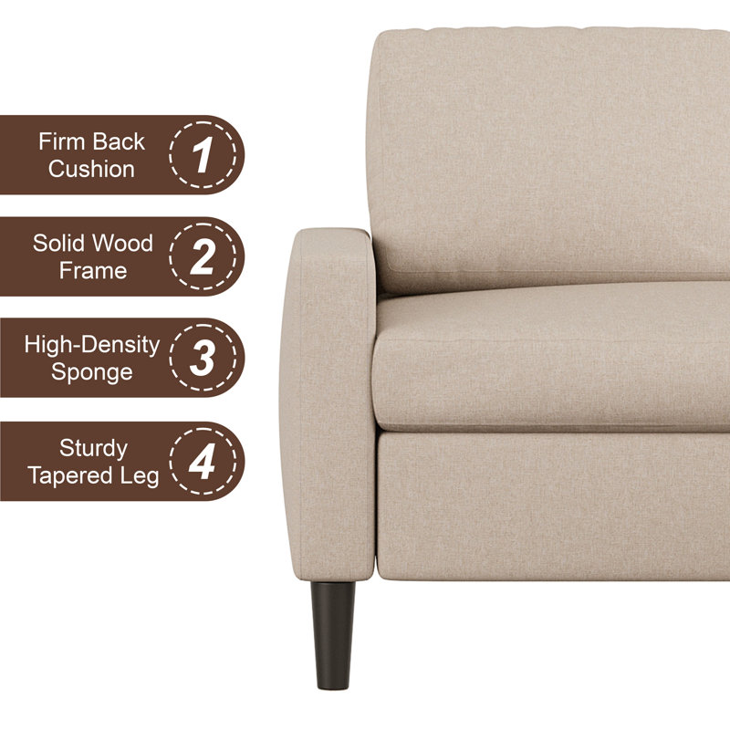 73.6" Modern Upholstered Sofa Couch, Beige 100% Polyester