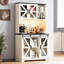 Huche de cuisine en bois pour four à micro-ondes avec beaucoup de rangement, station de charge et lumières DEL