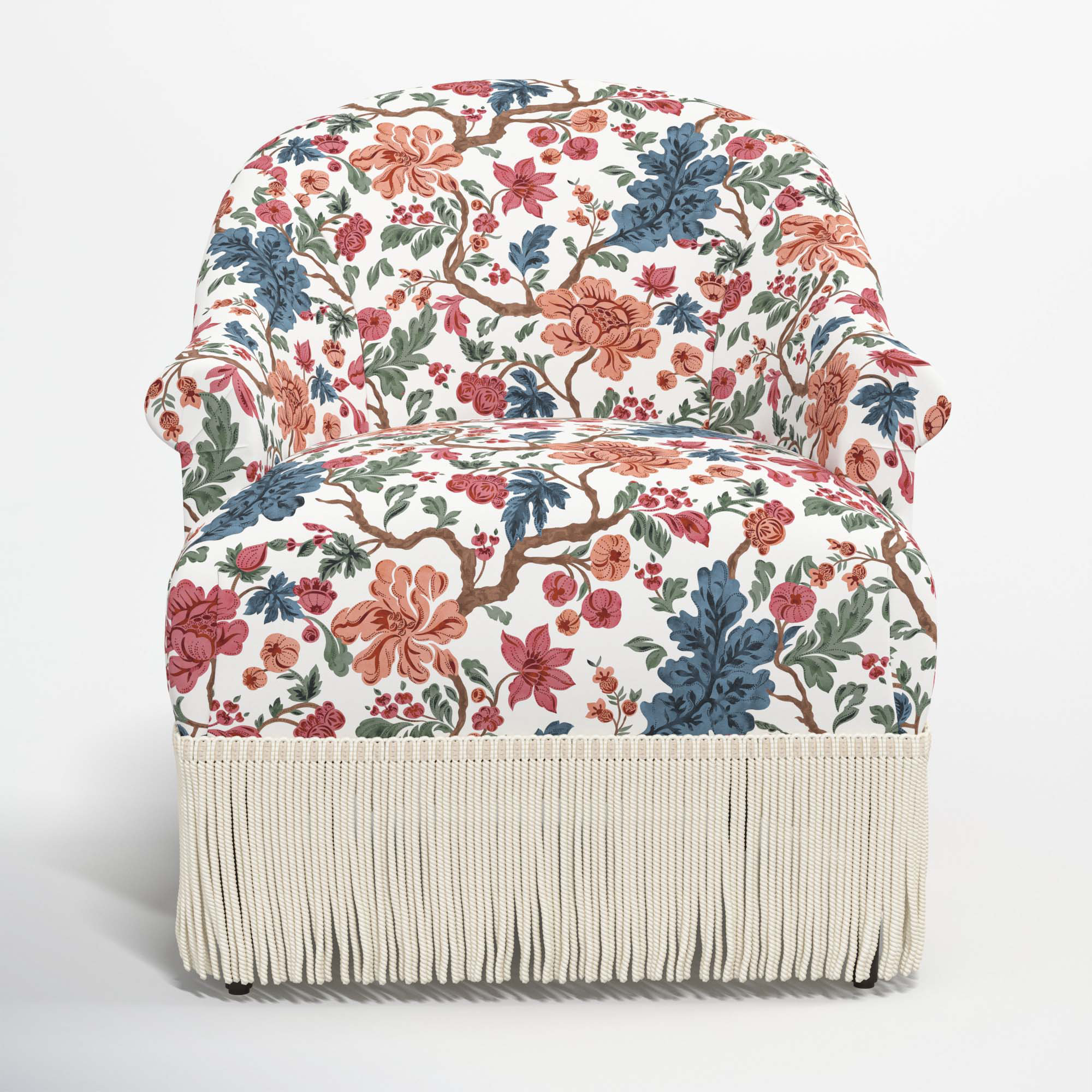 Callie Barrel Chair, Ivory, Canopy Stripe Red