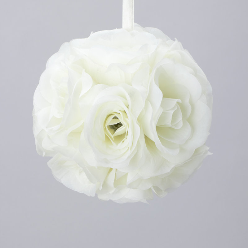Boule de fleurs de pomander, Ivoire, H 6 po x l 6 po x P 6 po
