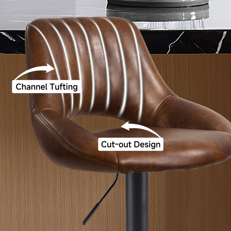 Licon Height Adjustable Swivel Bar Stool, Brown