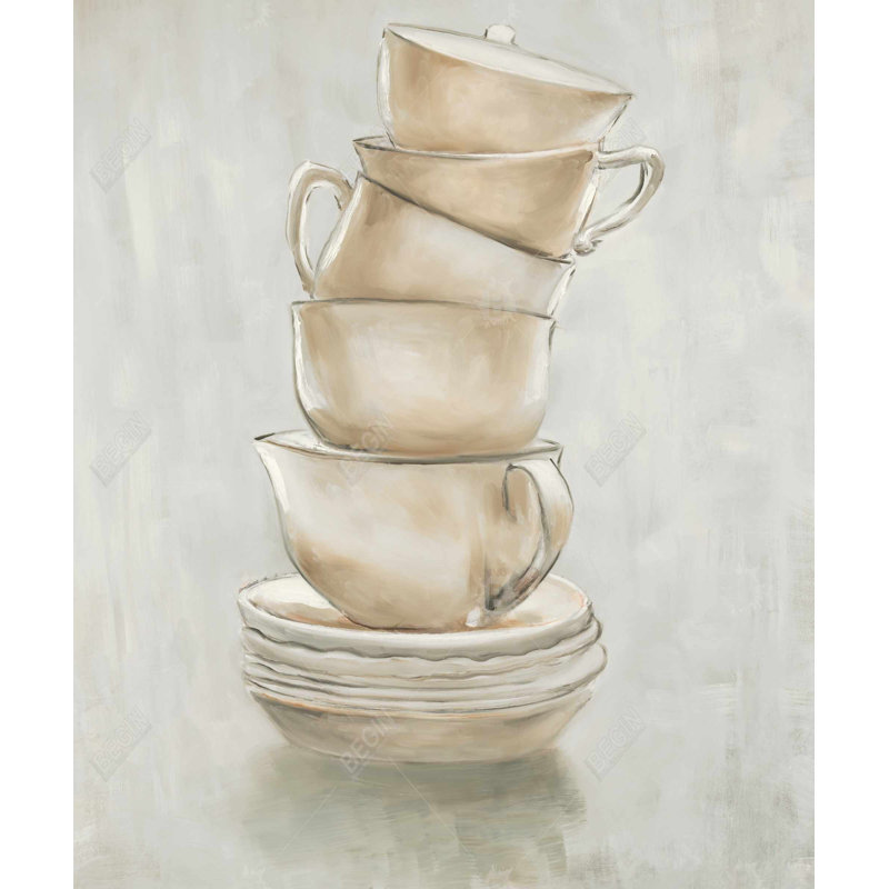 Tasses à café grises en toile nature morte - Décoration intérieure élégante