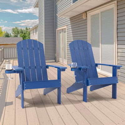 Outdoor Adirondack Single Chair Classic Plastic Chairs for Patio, Lawn, Backyard, Deck Chair, Imitation Wood