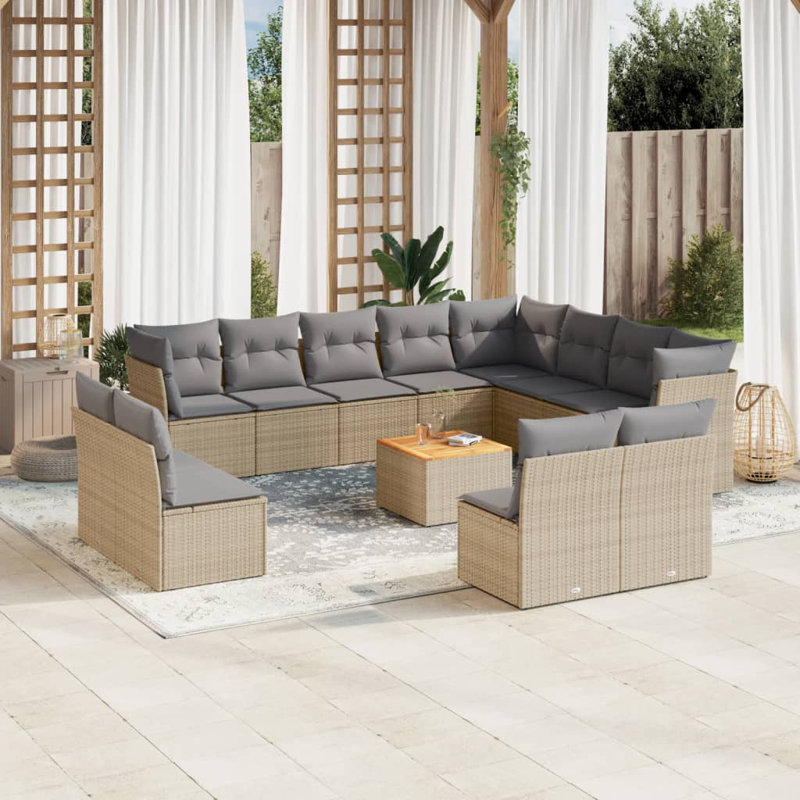  Ensemble de canapé de jardin beige