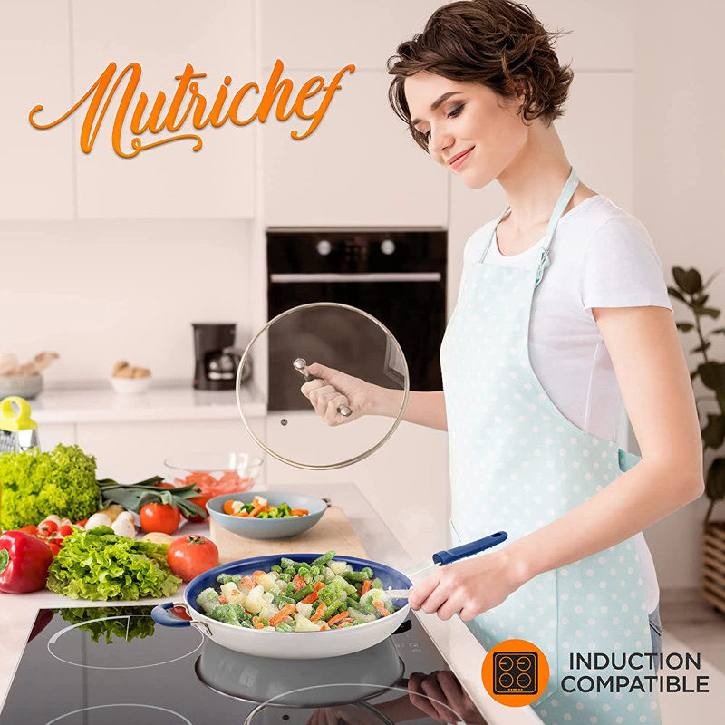 NutriChef Ceramic Non-Stick Omelette Pan with Lid