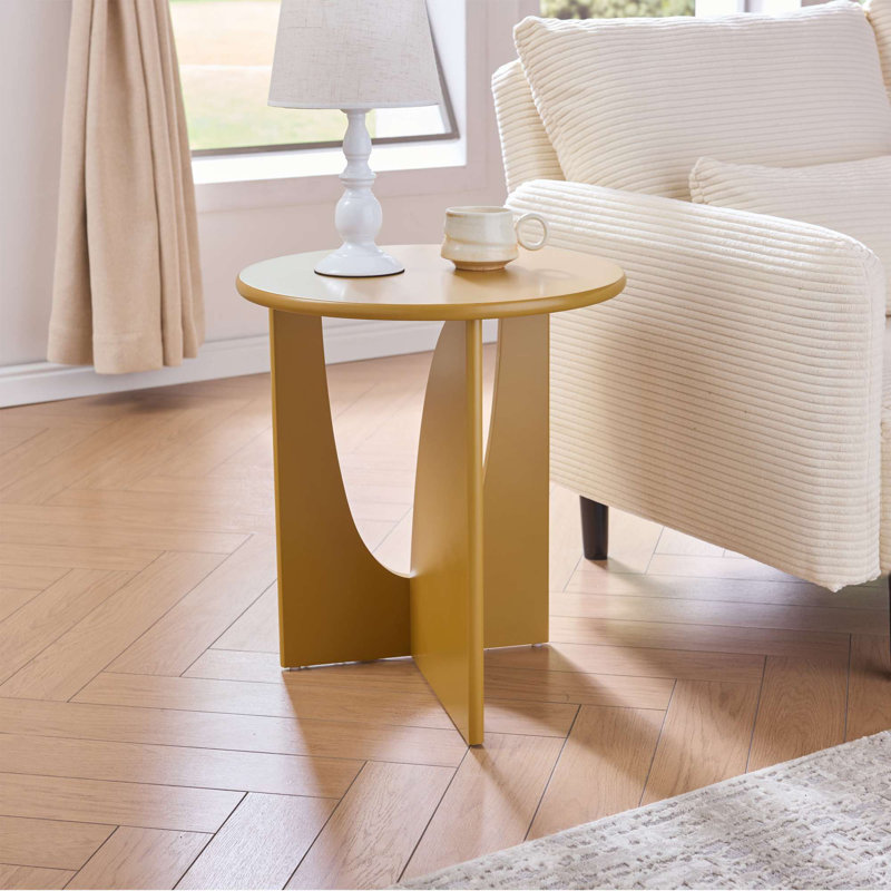 Table d'appoint ronde ronde - Table d'appoint en bois au design compact et mince pour le salon, la chambre à coucher ou le bureau