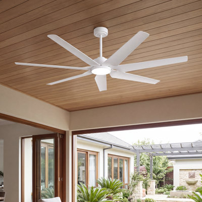 Ventilateur de plafond intelligent de 65 po à 7 pales avec lumière DEL à intensité variable, moteur à courant continu intelligent, 3 températures de couleur réglables, parfait pour les salons, les chambres à coucher et les patios extérieurs