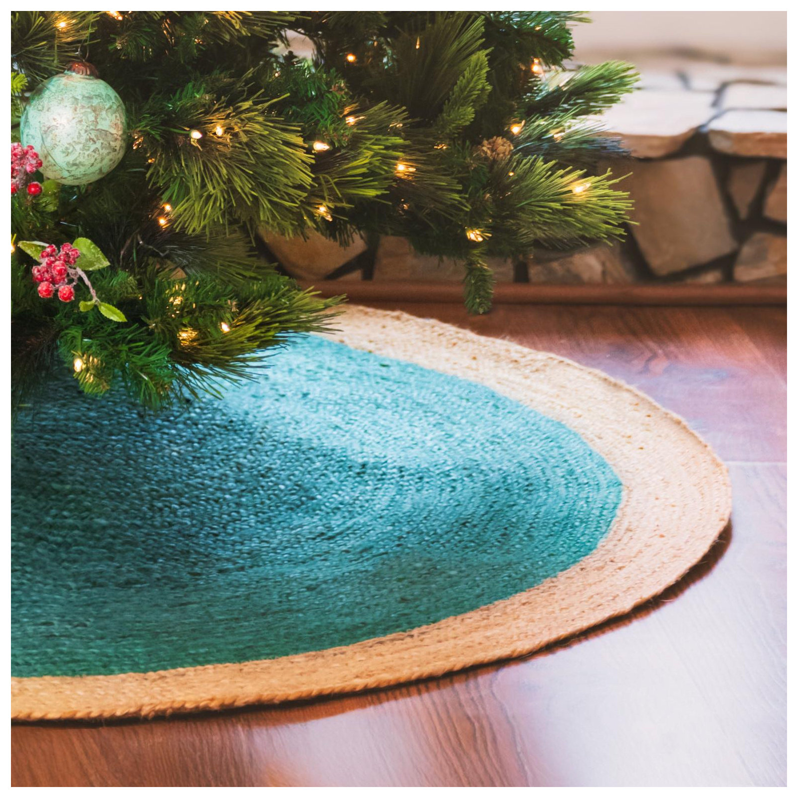 Burlap Tree Skirt, Round 3'1", Green