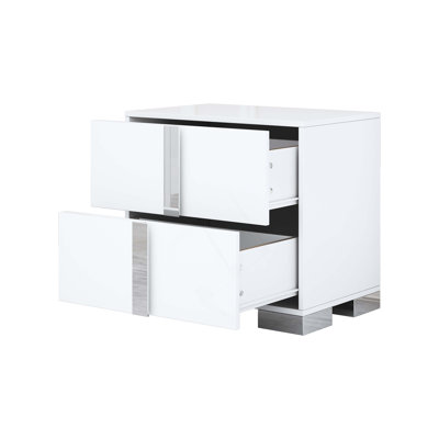 Modern Nightstands with Storage, White MDF Metal Bedside Table for Home