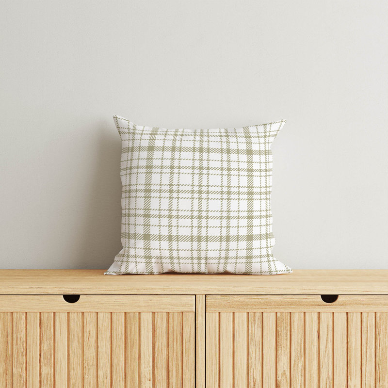 Liz Plaid Slate Blue Throw Pillow, Taupe, 26"H x 26"W