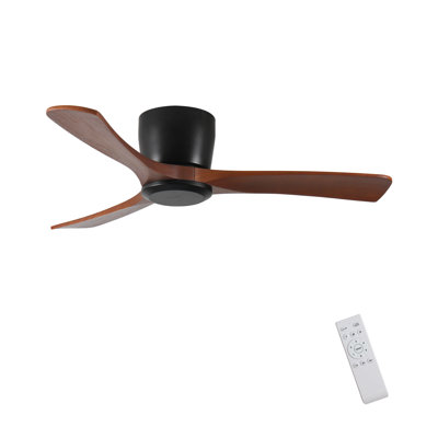 42 in. Flush Mount Ceiling Fan With Remote, Reversible Dc Motor, 3 Dark Walnut Blades