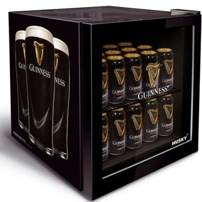 Husky HUS-HY205 Guinness Design Mini Fridge/Drinks Cooler Refrigerator - Black