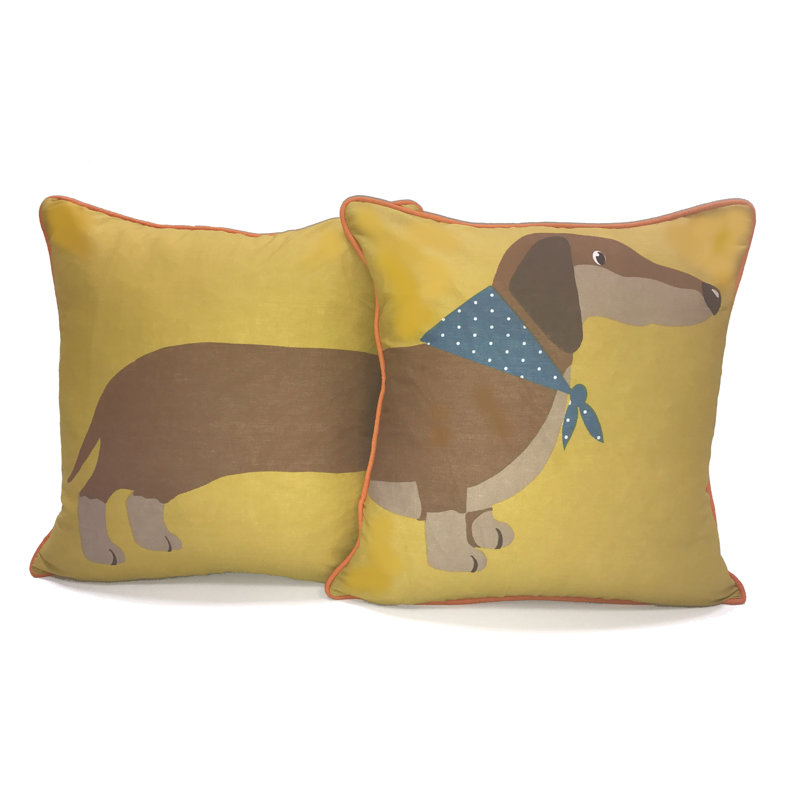 Adilet Long Sausage Dog Multicolour Square Euro Pillow Cover