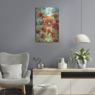 «Vivid Poppies I» par Carolee Vitaletti, art mural en métal, 16 po x 24 po