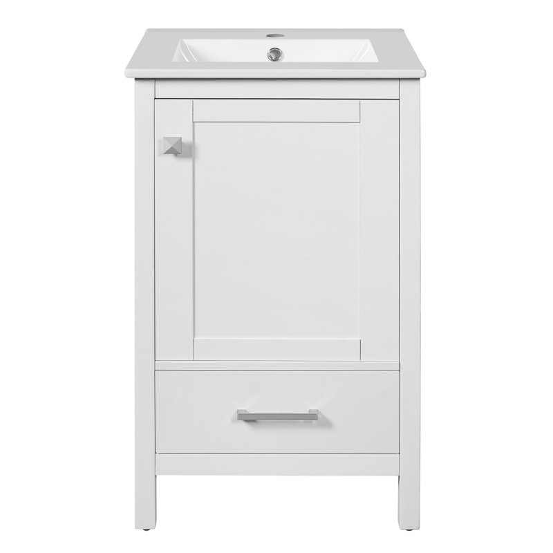 Single 20'' Bathroom Vanity With Ceramic Top, White