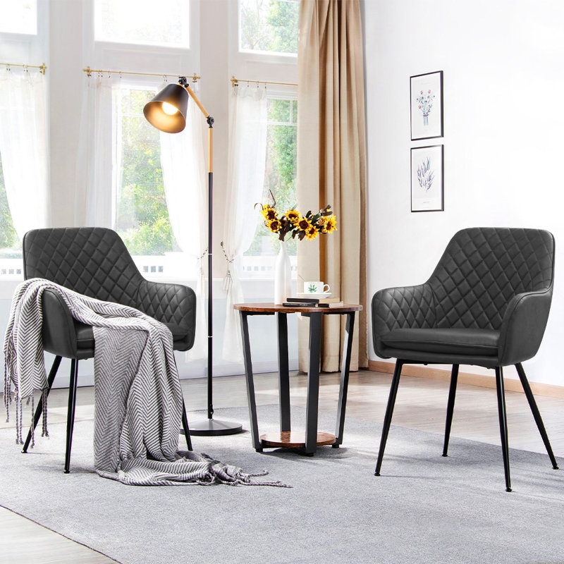 McVeytown 50cm H Tufted Polyurethane Upholstered Parsons Chair in Dark Grey