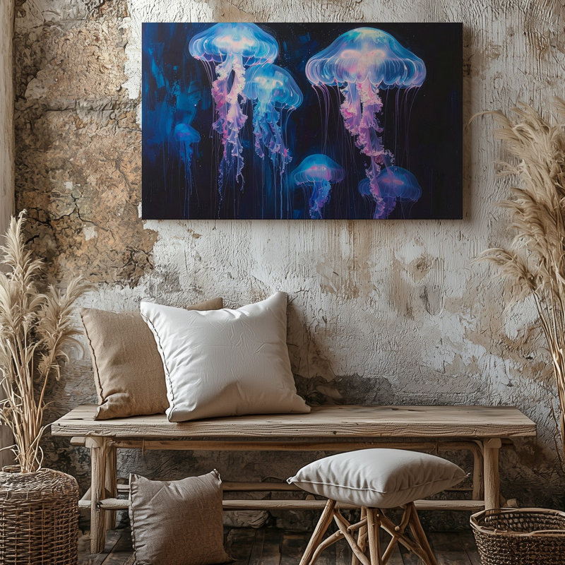 Art mural sur toile méduse éthérée, H 20 po x l 30 po