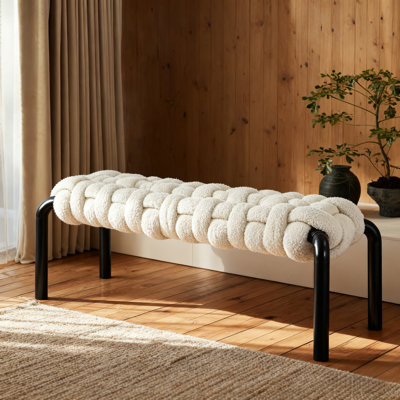 47'' Teddy Braided Fabric Upholstered End Of Bed Bench