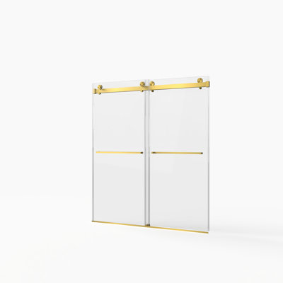 Effortless Glide Tempered Glass Gold Minimalist Bathroom Elegance