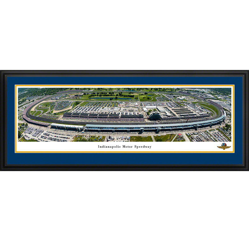 Impression panoramique d'Indianapolis Motor Speedway, H 18 po x l 44 po, Cadre noir de luxe