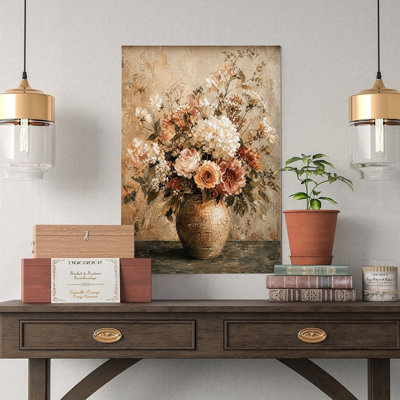 Canvas Wall Art Vintage Floral Bouquet In Rustic Vase Wall Art Vintage Poster Print Home Decor