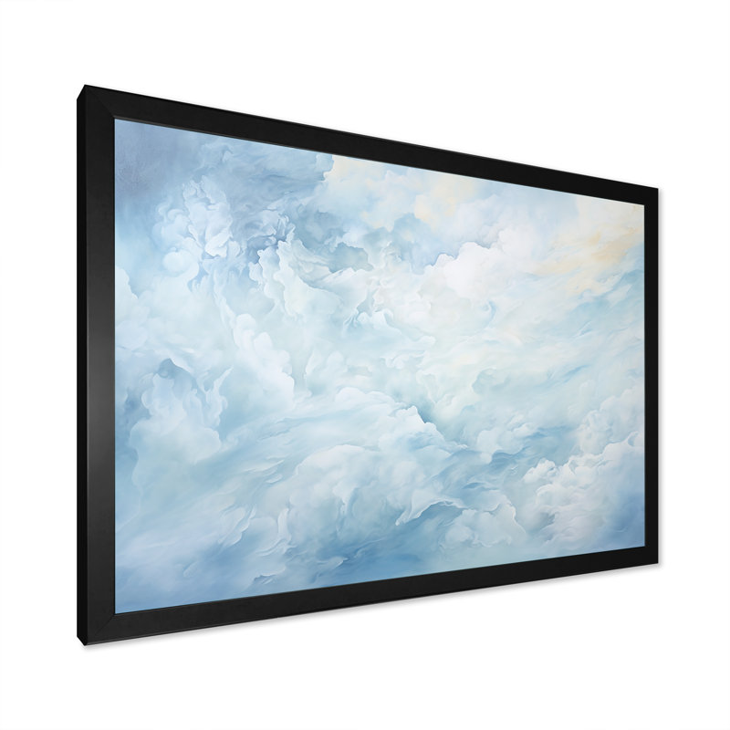 Nuage charme liquide V - impressions sur toile de nuages, H 16 po x l 32 po x P 1 po, Cadre simple noir