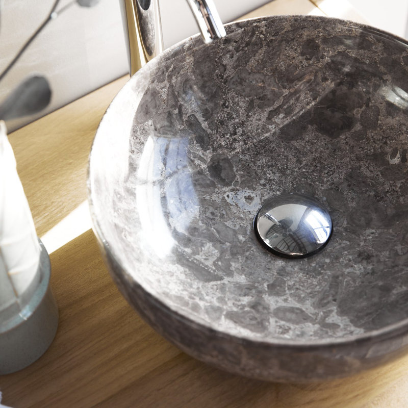Pia Light Gray Marble Bathroom Sink, Light Gray