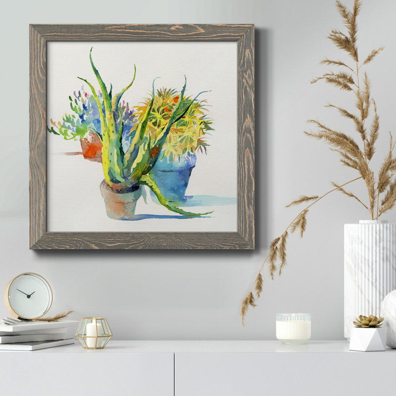 Poppy Party - Peinture sur toile encadrée, H 31,5 po x l 31,5 po x P 1,5 po, Encadré gris