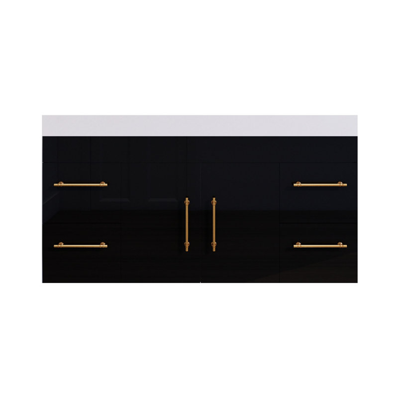 Ensemble de meuble-lavabo mural simple 48 po Lissy Spring, Noir lustré