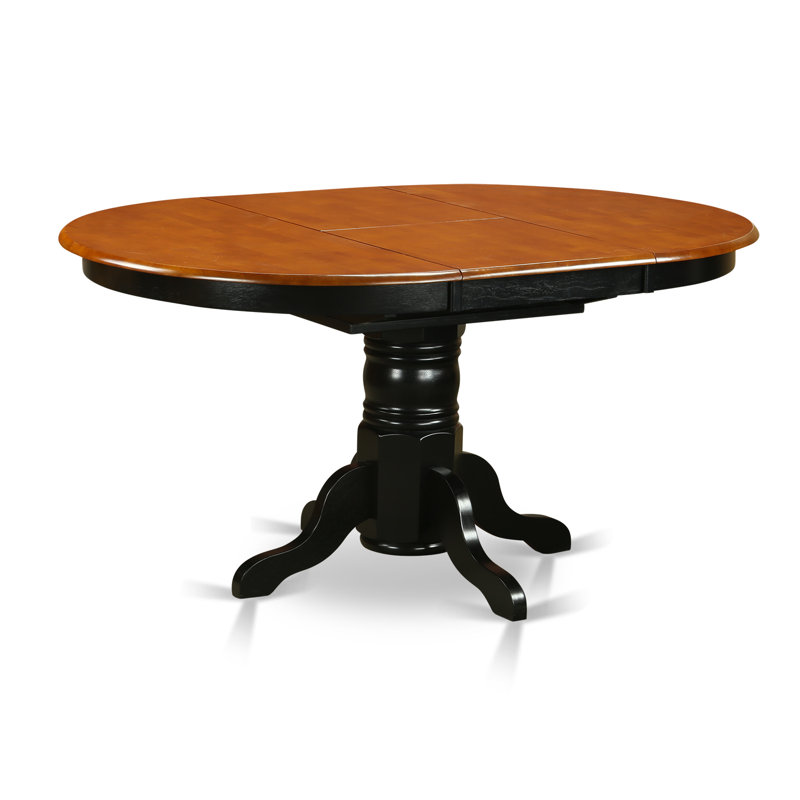 Avon Kitchen Dining Table - an Oval Wooden Table Top with Butterfly Leaf & Pedestal Base, Black & Cherry, Black and Cherry