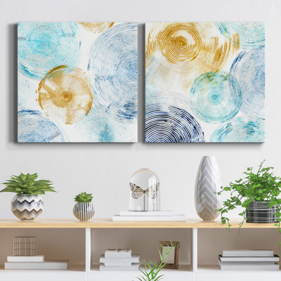 «Circle Honey Blues I», ensemble de 2 reproductions sur toiles tendues