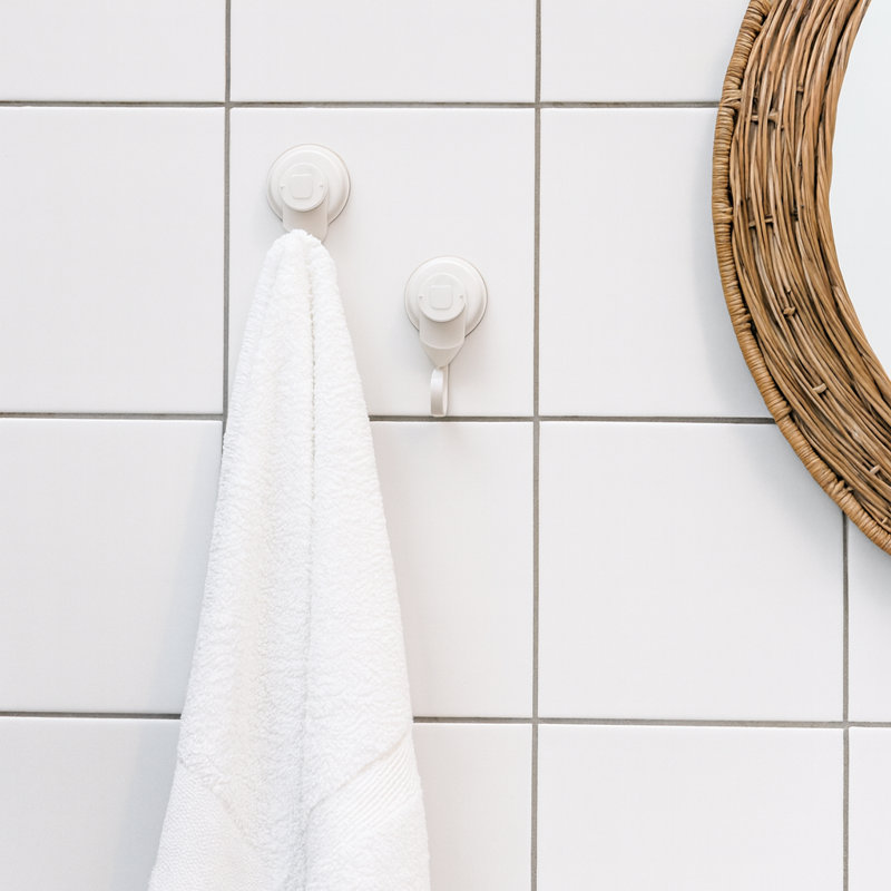 9714 Plastic Suction Wall Hook, White