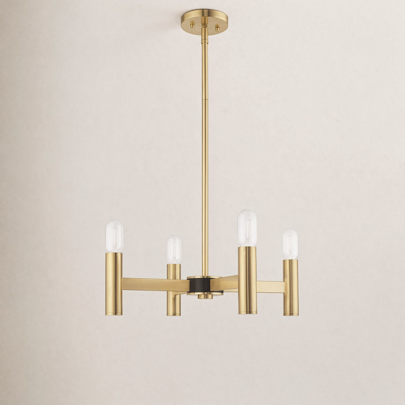 Martella Candle Style Classic / Traditional Chandelier, Satin Brass, 6" H x 20" W x 20" D