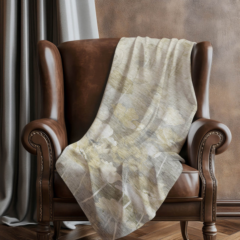 Jeté floral Sherpa ASB613 Addison, Beige