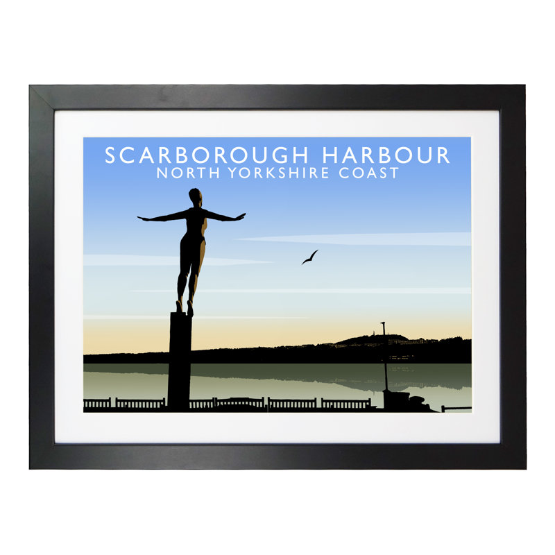 Scarborough Harbour 1 Piece Wall Art, 44 cm H x 54 cm W x 2.2 cm D, Black Wood Frame
