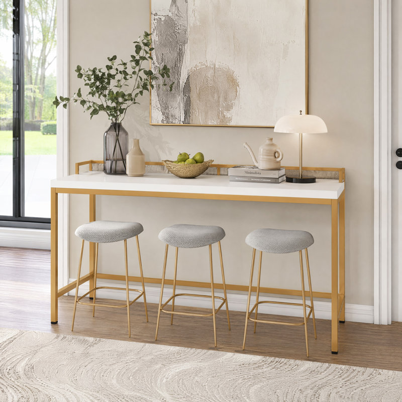 Console très longue 70,9 po, Blanc, Doré