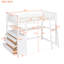 Lit mezzanine simple avec rangement et espace de travail - Bureau fonctionnel en bois massif blanc pour économiser de l'espace-2027106550