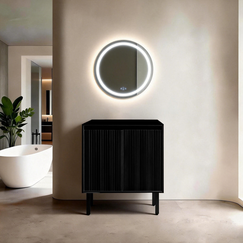 Base de meuble-lavabo de style Shaker de 24 po, 30 po et 36 po seulement, autoportante ou murale avec portes doubles et tablette réglable - Conception à fermeture en douceur et verticale (lavabo non inclus)