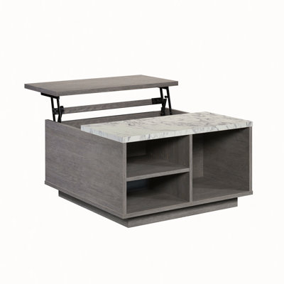 Table basse à plateau relevable, finition brune