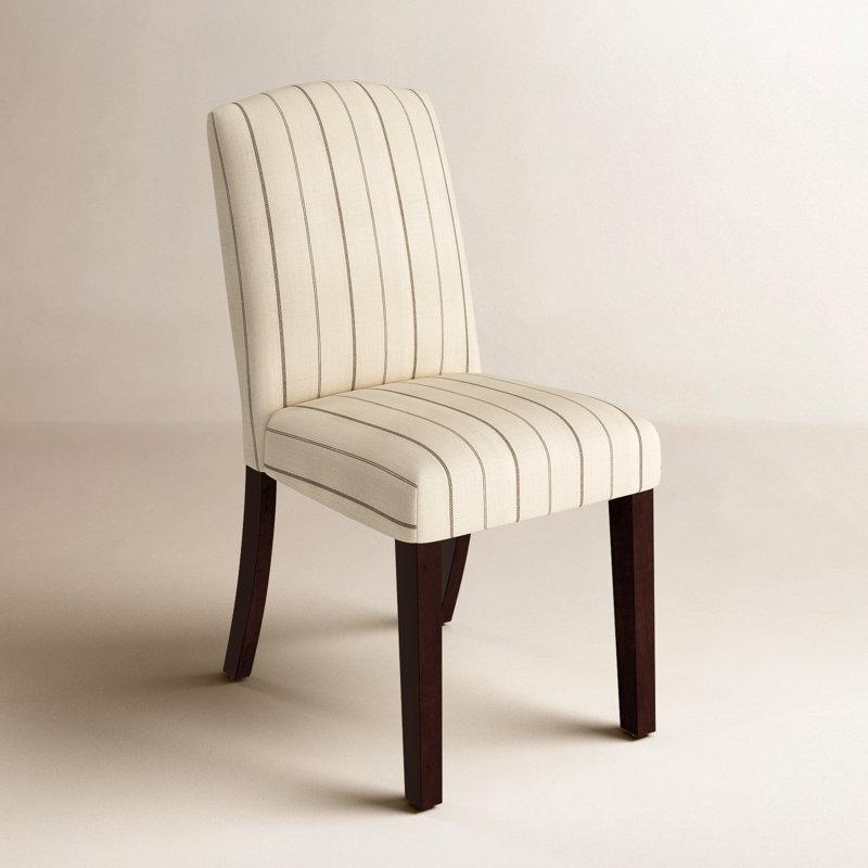 Estrela 20'' H Upholstered Parsons Chair, Fritz Charcoal Stripe, Espresso