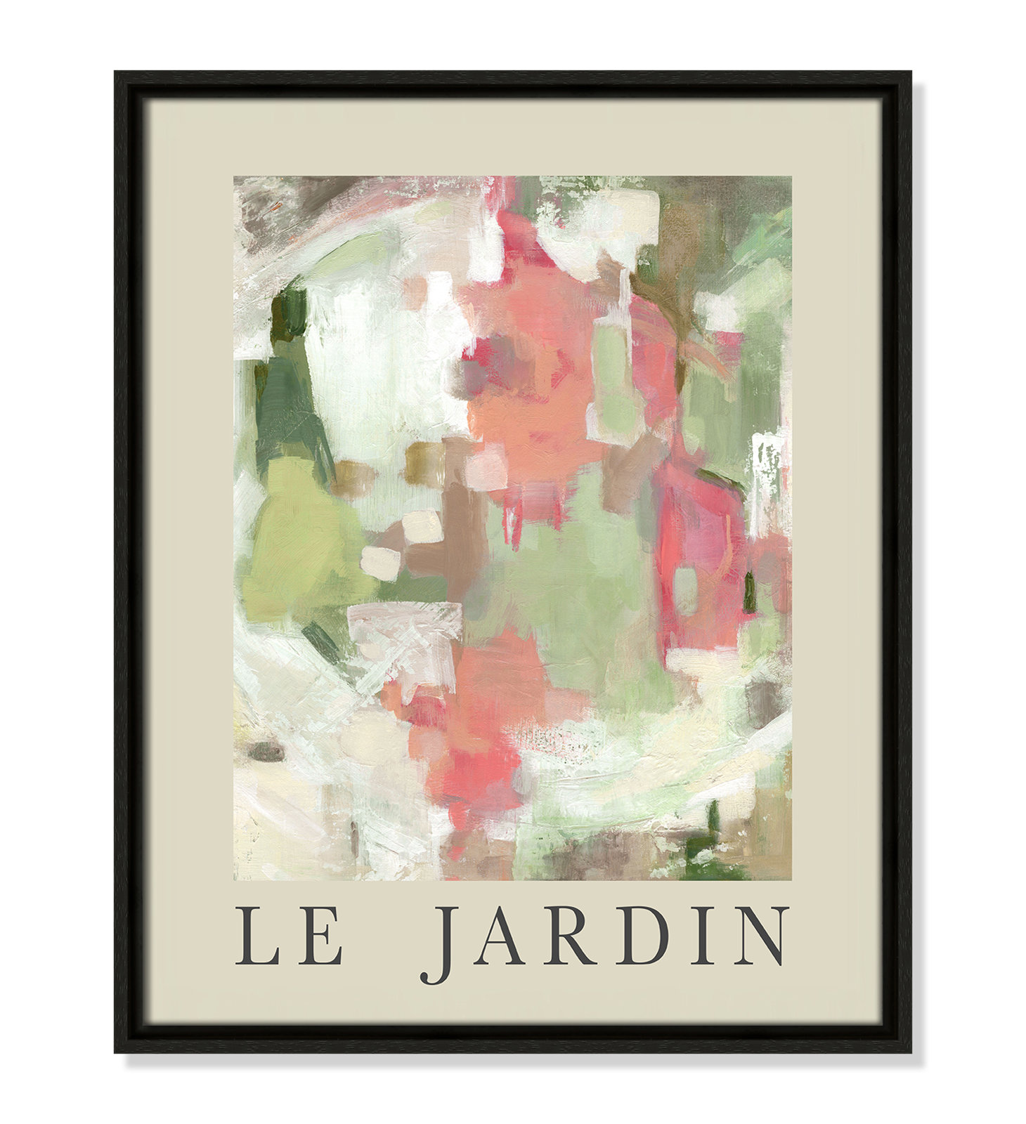 Riya "Le Jardin" Print by Carol Robinson, Espresso Floater Frame, No, 21.5" H x 17.5" W x 2" D