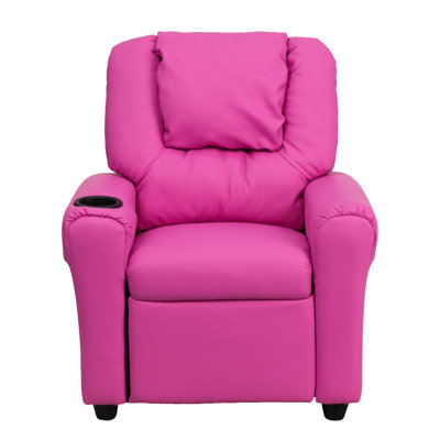 Contemporary Kids Recliner with Cup Holder and Headrest