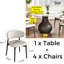 Ensemble de salle à manger 5 pièces et 4 sièges - Ensemble de salle à manger rond en pierre frittée-1160692103-1160692097-1274392273
