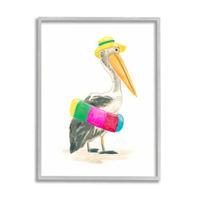 Az-945-Framed " Pelican And Beach Tube " by June Erica Vess