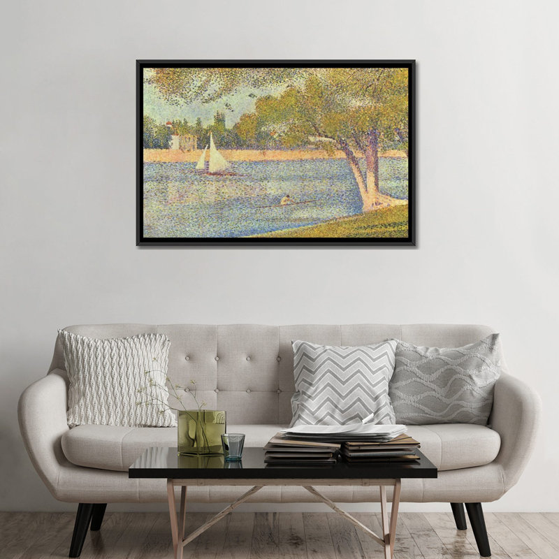 « banks of senne 1888 » par georges seurat, reproduction d’art sur toile, H 32 po x l 48 po x P 1,5 po, Pas de tapis